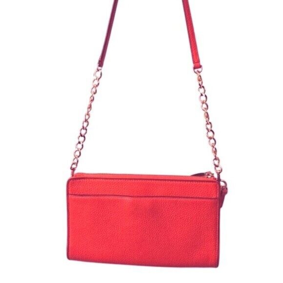 Tory Burch Carter Poppy Red Slim Leather Crossbody - Picture 7 of 7